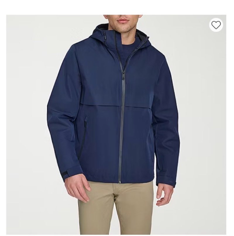 (Size:L)Dockers Mens Hooded Water Resistant Midweight Raincoat