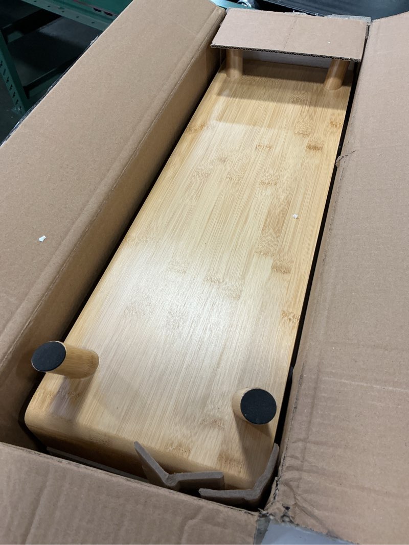 Condition photo showing Good Condition for Homerays Bamboo Monitor Stand Riser, No Assembly Required Exquisite Monitor Stand with Drawer Ergonomic Height Wood Monitor Stand