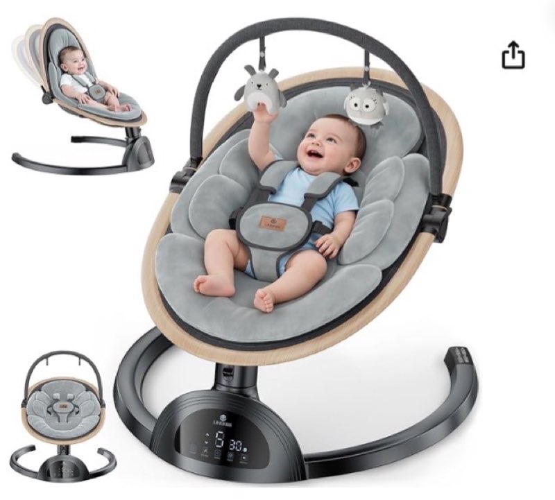 electric baby swings for infants, infant swing with music speaker, 3 seat positions, 5 speeds and remote control for newborn boy girl, indoor & outdoor use, black