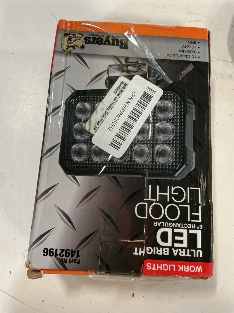 Condition photo showing Good Condition for buyers products 1492196 ultra bright 6 inch wide rectangular led flood light, 9000 lumens, fog light, light bar for atv, utv, work trucks and trailers, utility truck, off road, clear
