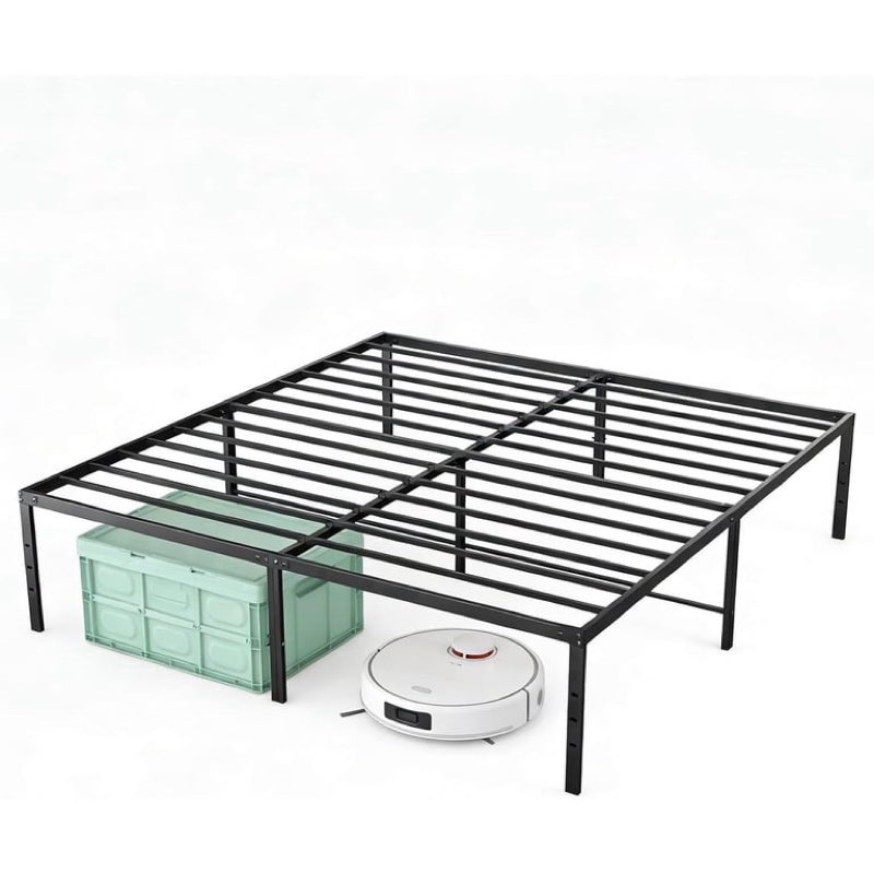 sweetcrispy queen size bed frame with headboard, 800lbs mattress foundation with all sturdy metal support, under bed storage, no box