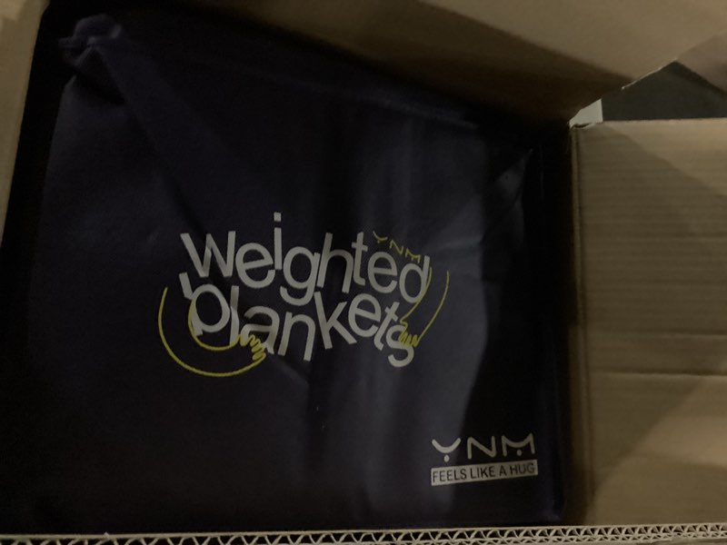 Condition photo showing New/Like New for YnM Weighted Blanket,Heavy 100 Percent Oeko-Tex Certified Cotton Material, Bed Blanket for One Person of 210lbs, Ideal for Queen/King Bed (60x80 Inches, 25 Pounds, Navy) 60 in x 80 in 25 lb Original Cotton Navy