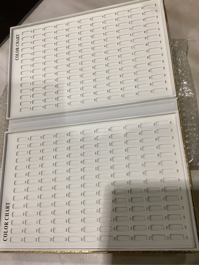 Condition photo showing As Is for vnjaoi 308 Colors Nail Swatches Book with 360 Nail Tips Professional Nail Color Chart Card Display Gel Polish Book Nail Painting Practice Design Board No Need Pasting, No Need Glue for Nail Salons 308 Gold