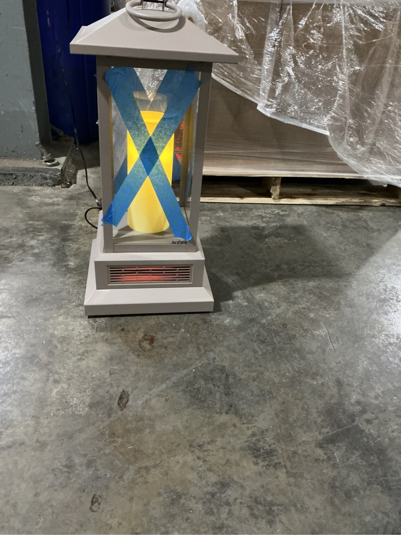 Condition photo showing Good Condition for Duraflame 28” Electric Lantern with Infrared Heat and Remote Control, TAUPE, one candle 