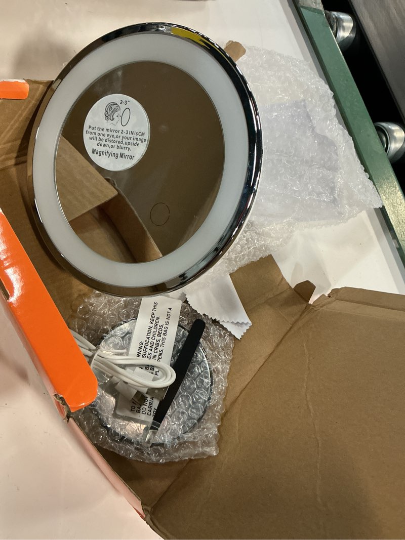 Condition photo showing As Is for bbeauty planet 20x+30x magnifying lighted makeup mirror set