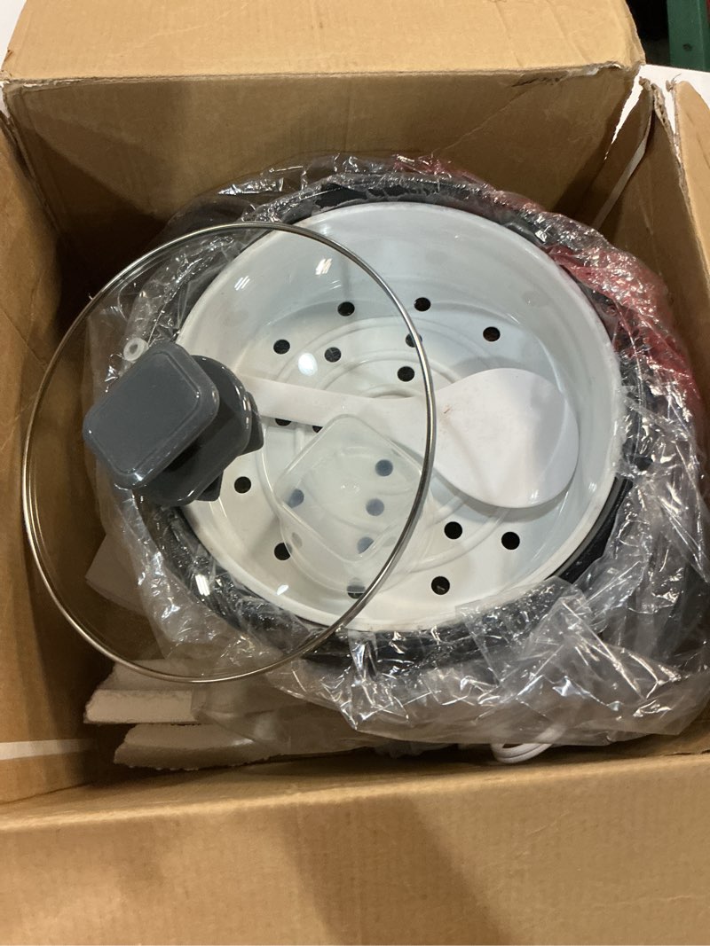 Condition photo showing As Is for black+decker 16-cup rice cooker, rc516, 8-cup uncooked rice, steaming basket, removable non-stick bowl, one touch