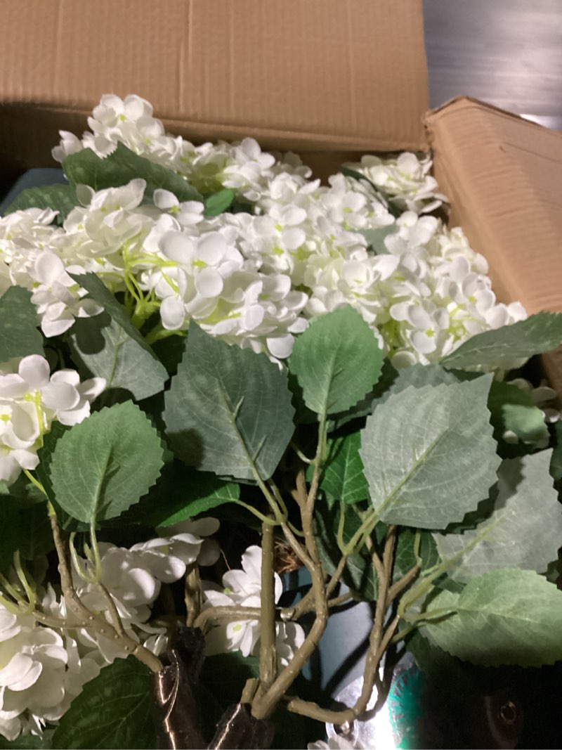 Condition photo showing Good Condition for faux hydrangea tree – 30 inch hydrangea tree artificial with white flowers, uv resistant outdoor hydrangea artificial plants in pot for indoor outdoor home porch decor (2 pack)