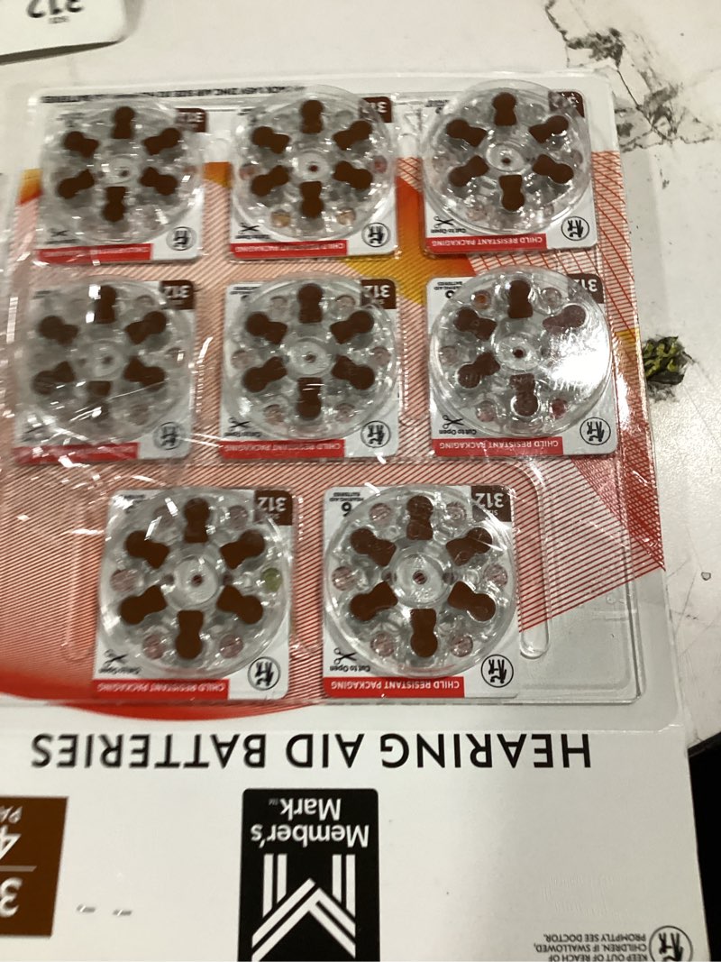 Condition photo showing Good Condition for hearing aid batteries, size 312, brown tab, 48 count - disposable