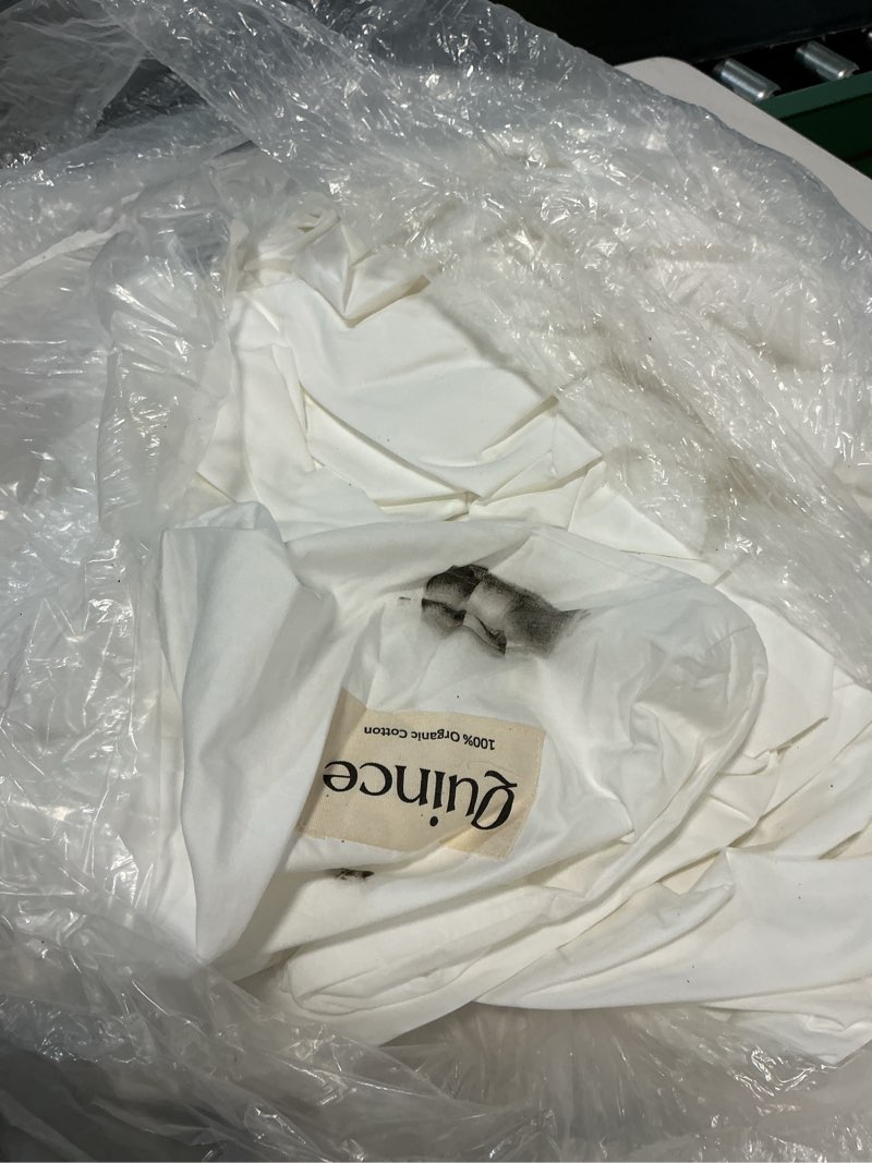 Condition photo showing As Is for organic crisp percale deluxe bedding bundle, queen, white