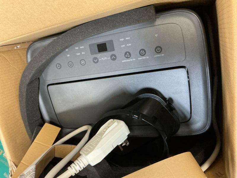 Condition photo showing As Is for midea 10,000 btu smart portable air conditioner with heat, new, covers up to 450 sq. ft., gray, map10hs1xwgr-t