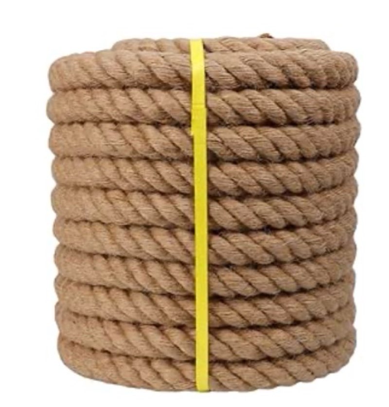 Twisted Manila Jute Rope (1 Inch x 100 Feet) Natural Thick Hemp Rope for Crafts, Nautical, Railings,