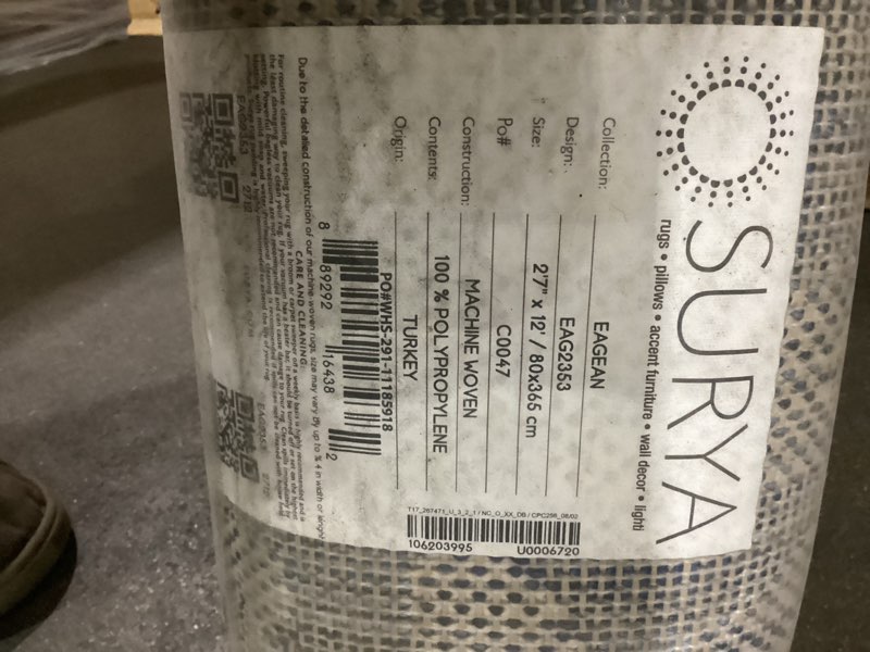 Condition photo showing New/Like New for Surya Eagean rug 2’7”x12’