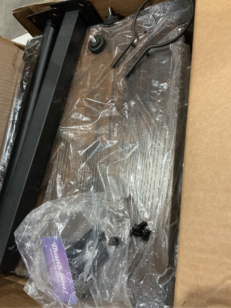 Condition photo showing As Is for facka Adjustable TV Tray Table with Rounded Metal Corners, C-Shaped Snack Table for Couch, Sofa, Bed or Chair, Small Space Side Table for Eating, Dinner, or Laptop Use Rustic Brown 15.8*11.8 inch