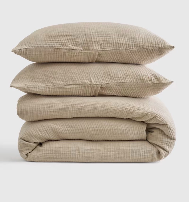 Quince, Organic Airy Gauze Duvet Cover, + 2 pillowcases,Set of 3(KING)Dune