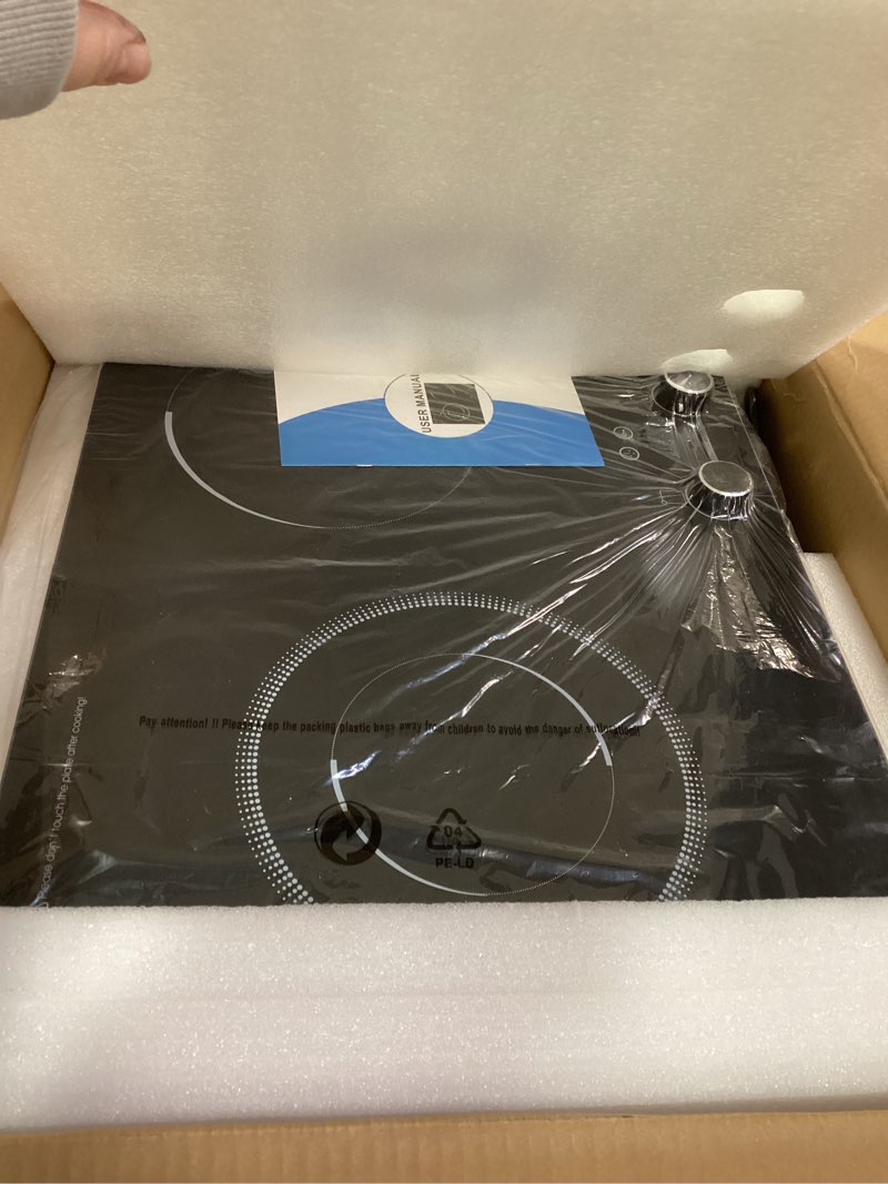 Condition photo showing Good Condition for Electric Cooktop,1110V 2100W 2 Burner stove,Built-in & Countertop Stove Top with10 Heating Level, Timer & Kid Safety Lock, LED Knob Touch Control 2 Burner Electric Cooktop