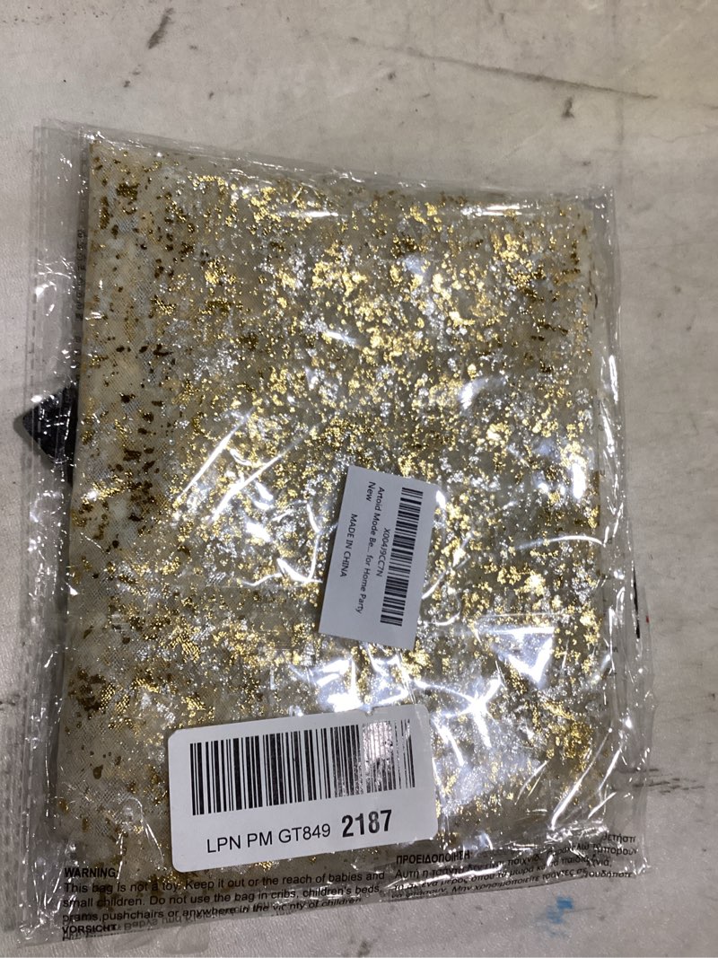 Condition photo showing Good Condition for artoid mode beige gold gauze table runner 120 inch 10ft, glitter metallic foil sheer dining wedding anniversary holiday birthday table decor for home party 28" x 120" beige gold