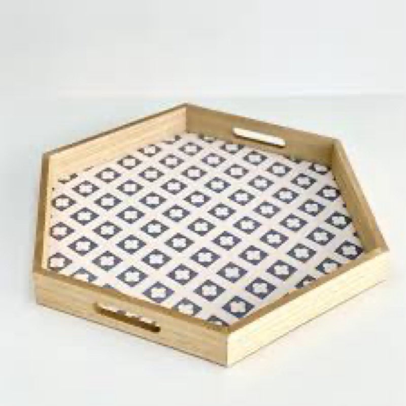 Hexagon Wooden Tray Printed Bottom ( similar 