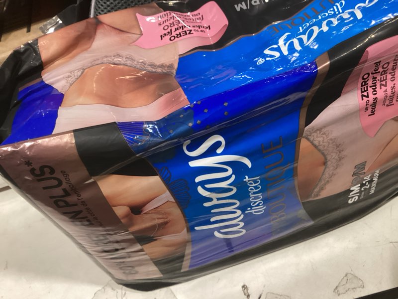 Condition photo showing New/Like New for Always Discreet Boutique Incontinence and Postpartum Underwear for Women, Maximum Protection, Small/Medium, Rosy, 20 Count Rosy Small/Medium 20