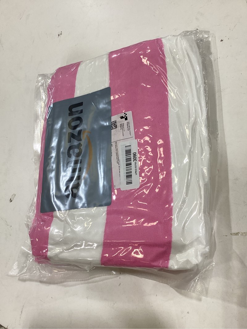 Condition photo showing New/Like New for cabanana large oversized beach towel - 35 x 70 inch cotton pool towel, pink striped soft cabana swim towel