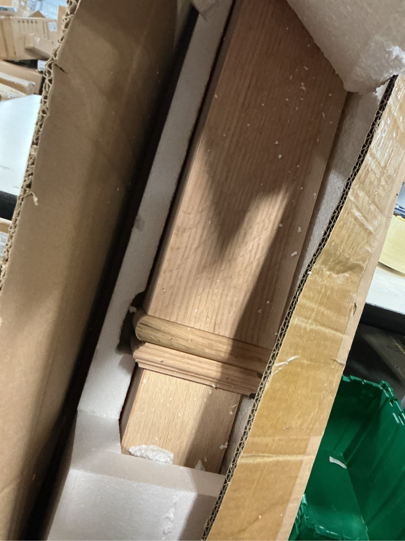 Condition photo showing Good Condition for 1 Pcs 48" Red Oak Stair Newel Post with 3 1/2" Post and 4 1/2" Sleeve, Wood Box Newel with Pedestal for Staircase, Plain Style Wood Balusters Interior for Stair Remodeling
