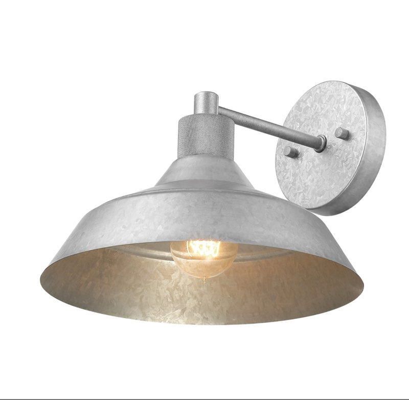GLOBE Electric 44840 Outdoor/Indoor Wall Sconce, Galvanized Metal Finish, Textured Socket Detail, E26 Base, Dimmable