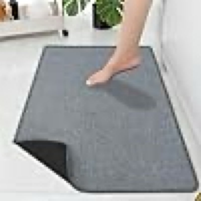 (Similar)Yancorp 17\"x30\" Ultra Thin Bathroom Rugs,Low Profile Bath Rug,Rubber mat,Fit Under Door,Non Slip,Machine Washable Shower Rug,Dark Grey