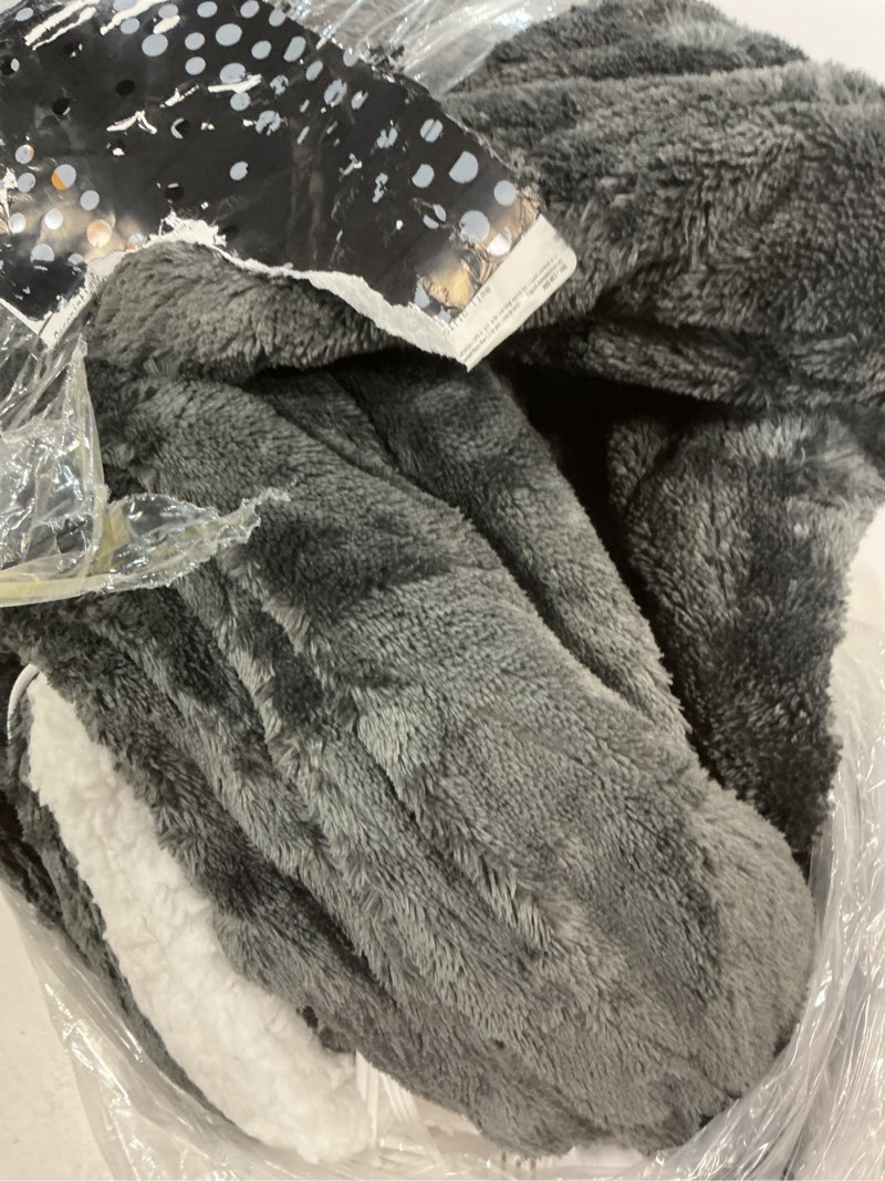 Condition photo showing As Is for heated blanket electric blanket full size 72''x84'' with 9 heating levels, 1-10 hour auto shut off, machine washable, flannel & sherpa soft warming blanket for couch, bed, office - dark grey 02-dark grey 72''x84''(full)