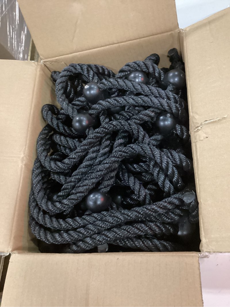 Condition photo showing Good Condition for climbing cargo net for kids outdoor 30" x 139" no-knot nylon rope climbing net heavy-duty playground climbing net for treehouse, swing set, backyard climbing frame, playset climbing ladder net black black - 30" x 139"