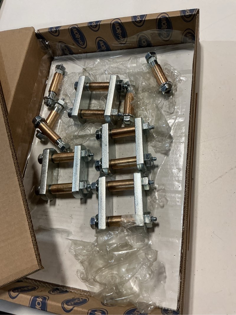 Condition photo showing Good Condition for morryde uo12-016 heavy-duty shackle kit with standard hanger - sre4000, cre3000, stock with 2-1/4" shackles, tandem axle, silver