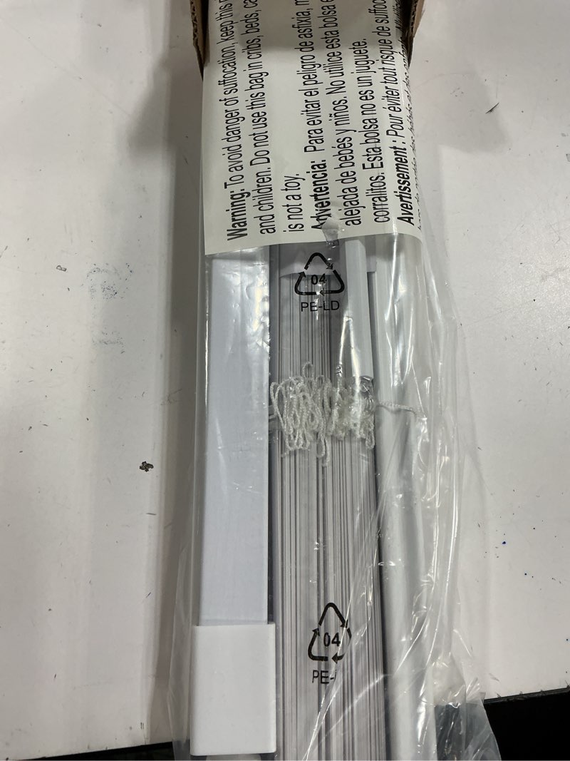 Condition photo showing New/Like New for lazblinds no tools no drill 1" vinyl mini blinds, cordless blinds for windows, light filtering horizontal window blinds & shades, 37" w x 64" h, white cordless-white 37" w x 64" h