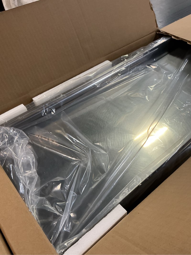 Condition photo showing Good Condition for skyflame stainless steel floating shelving with 8 hooks, 12” x 48” wall mounted commercial shelves for restaurant, kitchen, home, hotel and bar 12" x 48"