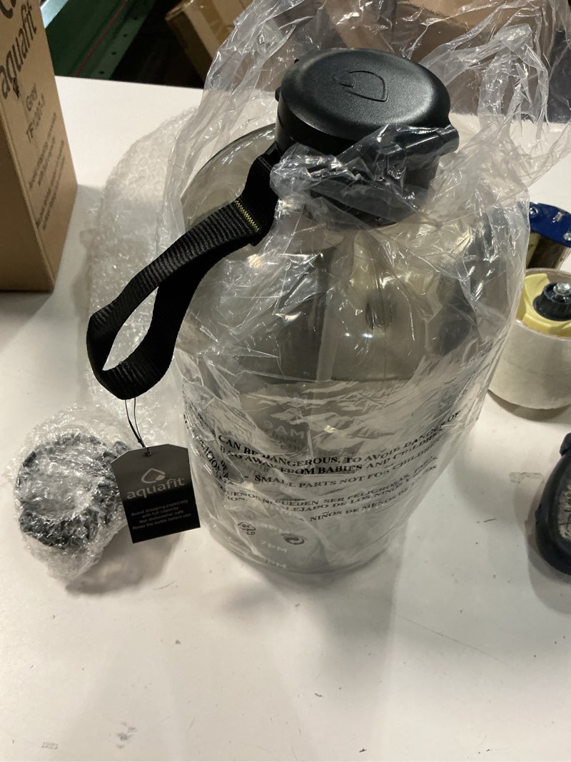 Condition photo showing Good Condition for AQUAFIT 1 Gallon Water Bottle with Time Marker - Straw & Chug Lid - BPA Free Gym Water Bottle with Straw - Big Gallon Jug (Gray, 128 oz - 2 Lids) 128 oz - 2 Lids Gray