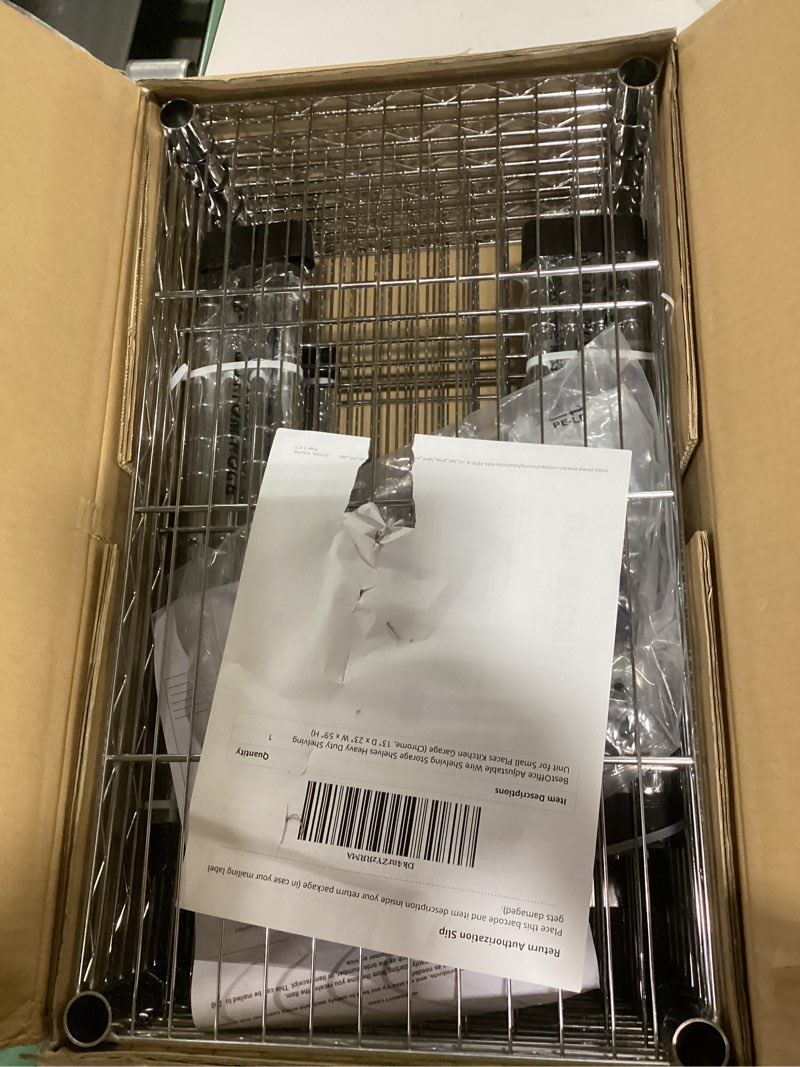 Condition photo showing Good Condition for bestoffice adjustable wire shelving storage shelves heavy duty shelving unit for small places kitchen garage (chrome, 13" d x 23" w x 59" h) chrome 13"d x 23"w x 59"h