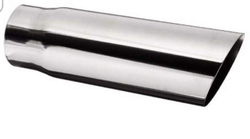vibrant performance exhaust tip, weld-on, 2-1/2 in inlet, 3 in round outlet, 11 in long, single wall, cut edge, angled cut, stainless, polished, each