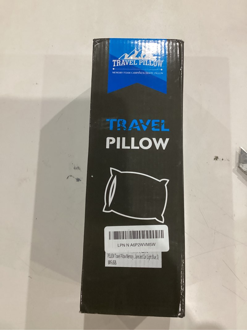 Condition photo showing New/Like New for Travel Pillow Memory Foam Pillows, Camping Pillow-Compressible Medium Firm, Breathable Cover, Ideal Backpacking Hiking, Bed Pillows, Airplane and Car (Light Blue, S) Light Blue S-15.7*9.8in