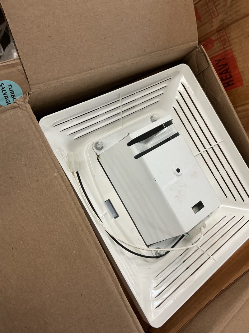 Condition photo showing As Is for advantage 50 cfm ceiling bathroom exhaust fan with light