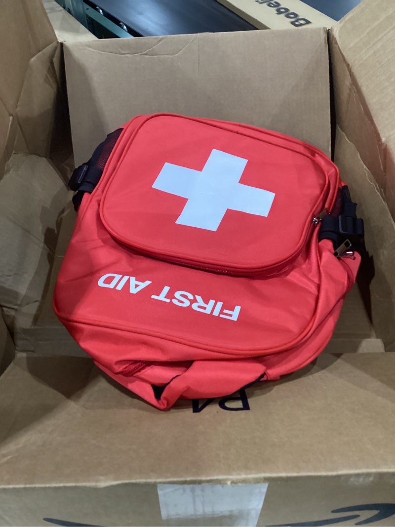 Condition photo showing Good Condition for Empty First Aid Backpack, Emergency Medical Backpack with Multi-Pocket, Water-proof First Aid Bag Emergency Medical Bag, Nice for Outdoor Hiking Travel Field Trips Camping Red 1
