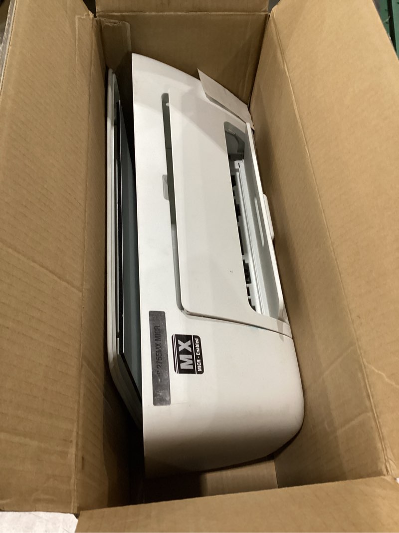 Condition photo showing As Is for versacheck hp deskjet 2755 mx micr all-in-one check color printer gold check printing software bundle, white (2755mx)