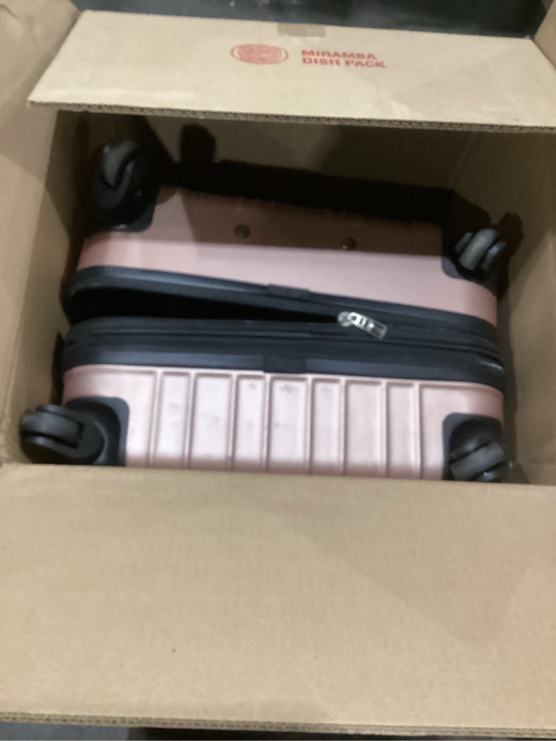 Condition photo showing As Is for Travelers Club Midtown Hardside 4-Piece Luggage Travel Set, Rose Gold