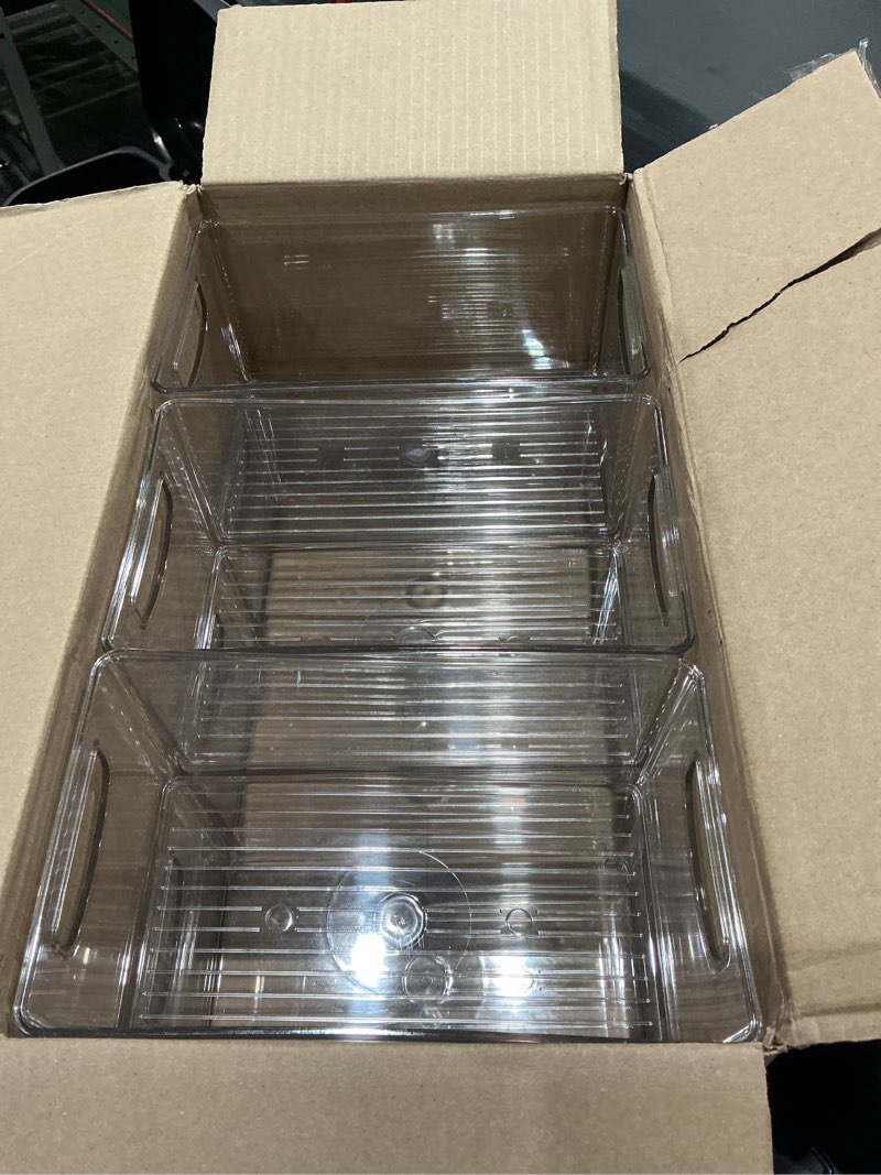 Condition photo showing Good Condition for idesign stackable clear plastic bin - kitchen organizers and storage for fridge and pantry, 6-pack pack of 6
