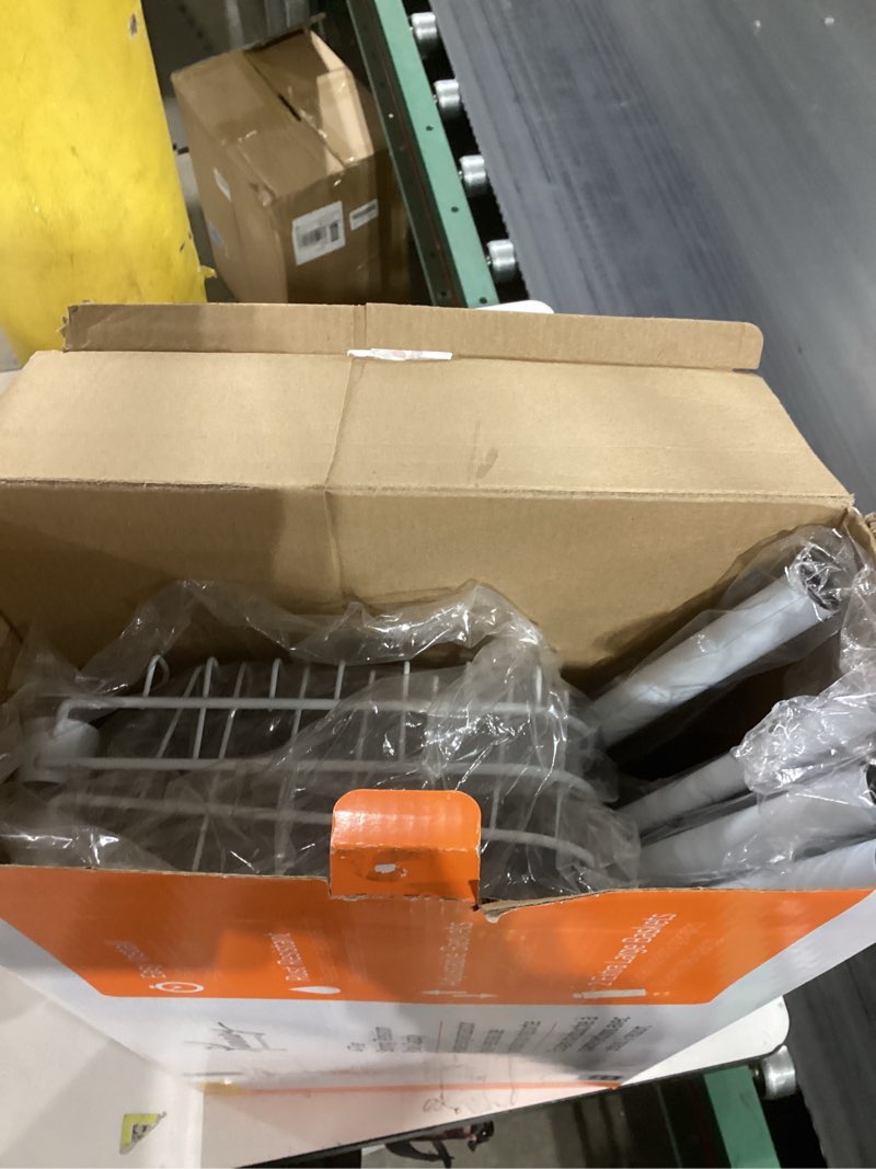 Condition photo showing As Is for Kenney KN61523 Adjustable Height (5-9 Feet) Spring Tension Rust-Resistant Metal Corner Pole Shower Caddy with 4 Adjustable Basket Shelves, Towel Bars, and Razor Holders for Bathroom Shower, White