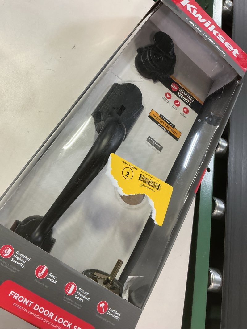 Condition photo showing As Is for Kwikset Hawthorne Front Entry Door Handle Lock Set Venetian Bronze Tustin