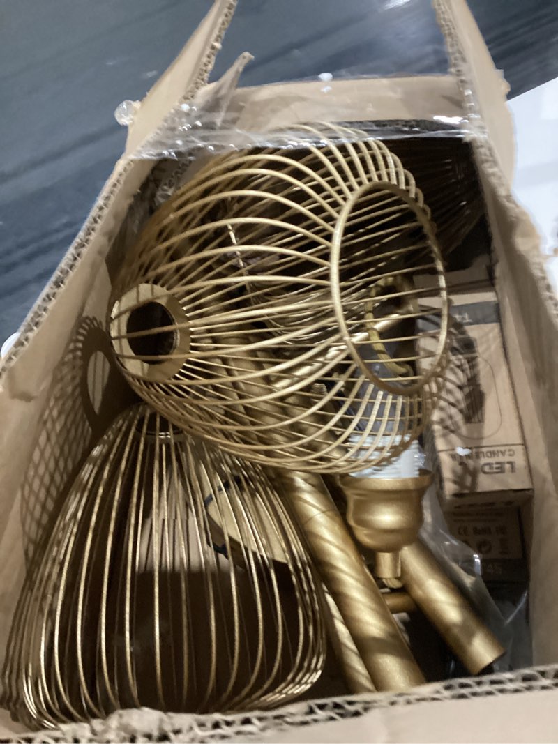 Condition photo showing Good Condition for Dimmable Floor Lamp, Industrial Floor Lamps for Living Room, Gold Tree Lamp Standing Lamp Tall Lamps with 3 Elegant Teardrop Cage Head & 800 Lumens LED Bulbs for Living room Bedroom Office Dining Room Gold-70 inches