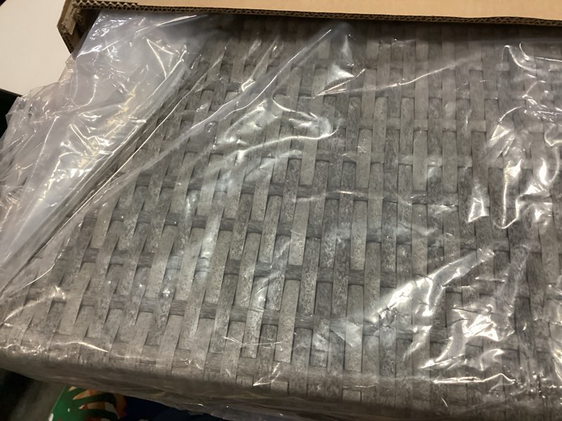 Condition photo showing As Is for LEWIS&WAYNE Large Rectangular Block Planter Box Handmade Wicker Tall Planters for Outdoor Plants with Removable Liners Modern Planter for Indoor Outdoor Patio Deck - Gray, 30''x12''x16'' Gray 30''x12''x16''