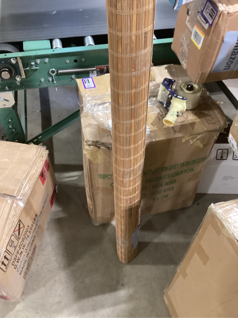Condition photo showing Good Condition for FACIMI Cordless Blackout Bamboo Window Shades, Light Filtering Roman Blinds with 6" H Valance, with Room Darkening Liner Bamboo Shades for Windows, Sliding Doors, Amber