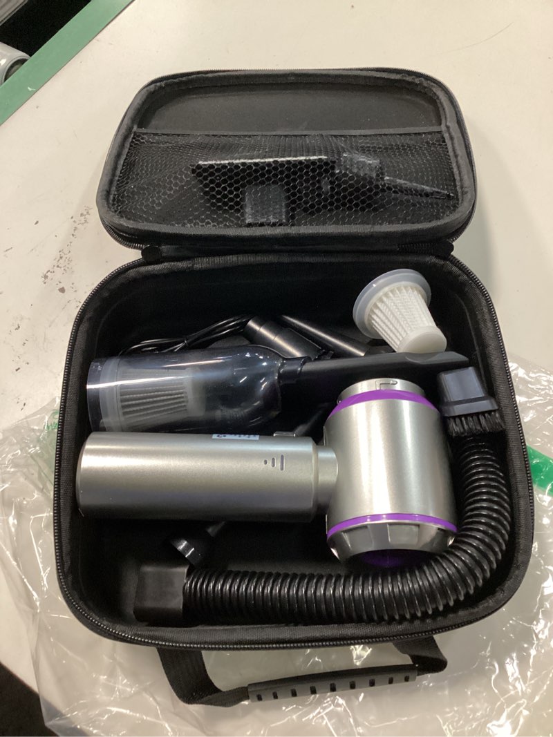 Condition photo showing As Is for vacuum/air duster 80,000rpm super power mini car vacuum cleaner | 80,000 rpm portable rechargeable dust blower gun, high power suction pump, car interior cleaning detailing kit for home purple