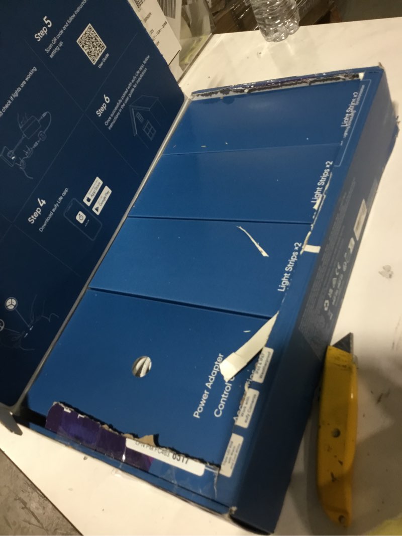 Condition photo showing As Is for Untested eufy Permanent Outdoor Lights E22, 100ft with 60 Triple-LED Lights, Smart RGBWW for Christmas, Daily and Holiday, Up to IP67 Waterproof, AI Themes for Christmas Decorations, Links with Cameras White 100ft