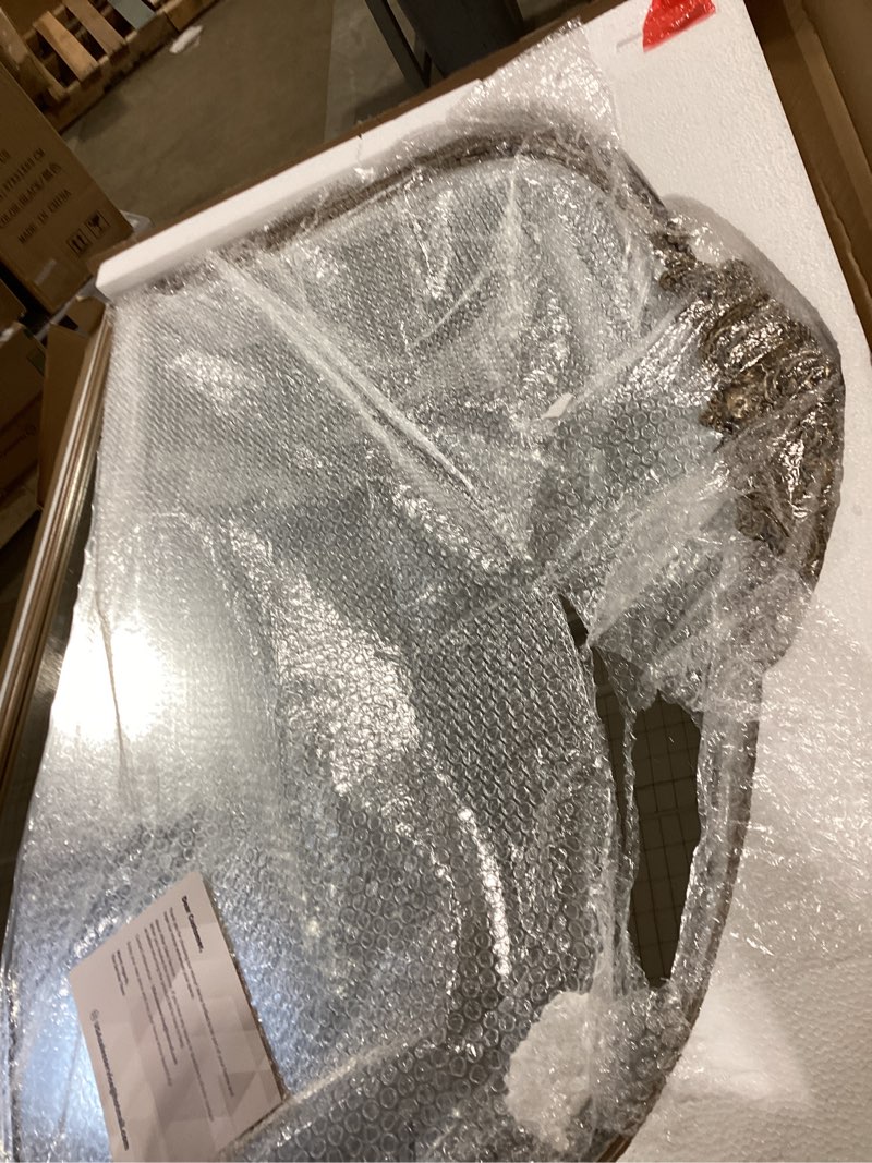 Wemily 40"x30" Vintage Gold Mirror, Ornate Baroque Mirror with Metal Frame and Rose Floral Crown, Go