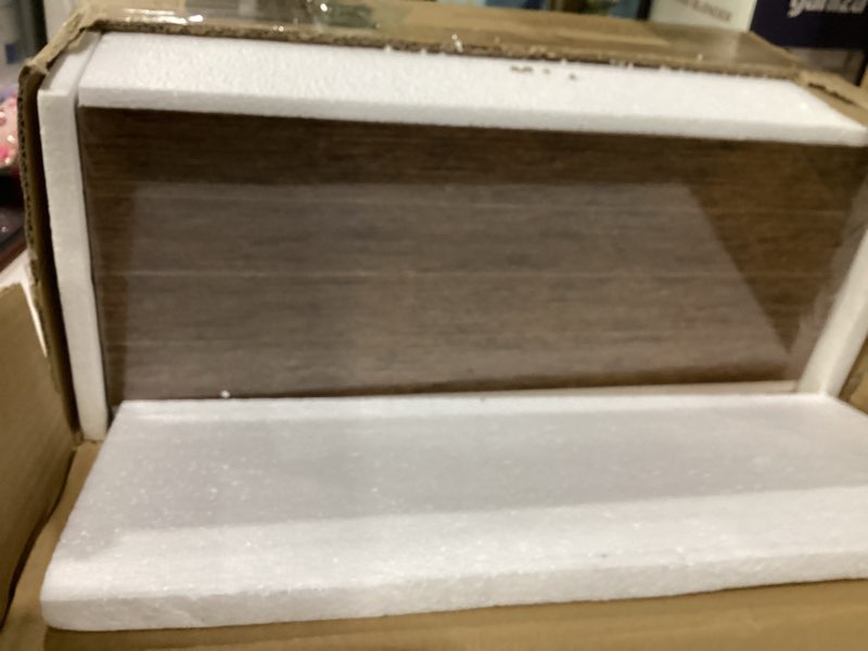 Condition photo showing New/Like New for QEEIG Floating Shelves for Wall Bathroom Shelf Bedroom Kitchen Living Room Farmhouse Small Book Shelf 16 inch Set of 4, Brown (015-BN4) 4pcs A. Brown