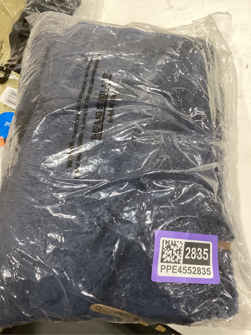 Condition photo showing item condition for tipsy elves women's christmas navy sherpa jumpsuit size small